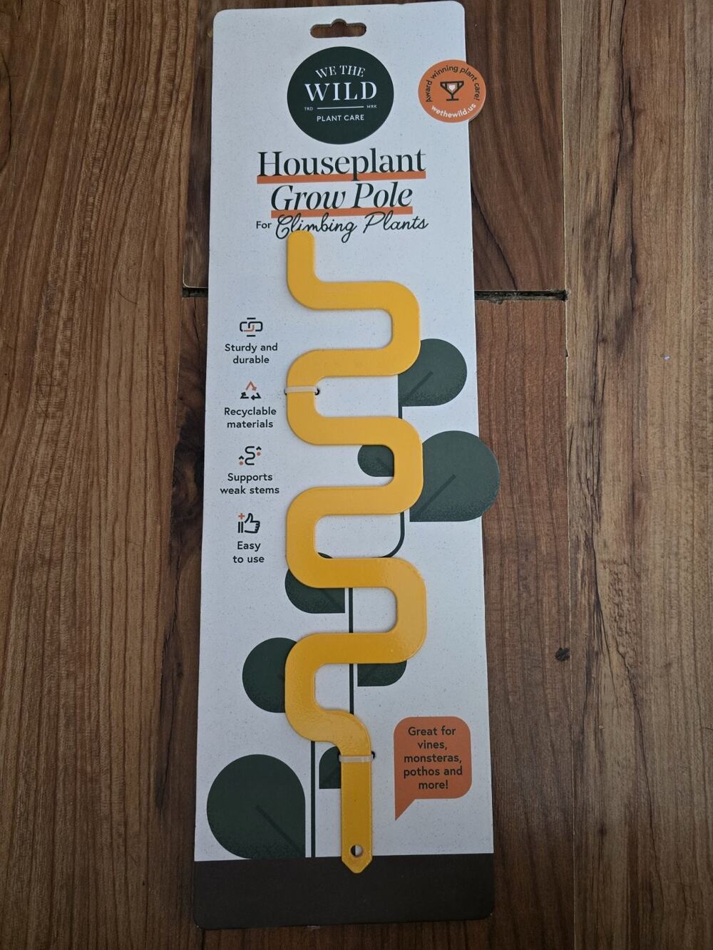 Houseplant Grow Pole For Climbing Plants. WE THE WILD.Great For Vines.Yellow New